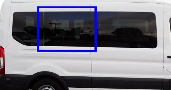 AM AUTO : Ford Transit - Fenêtre fixe pour porte coulissante (centre) pour Long et Extended SEULEMENT
